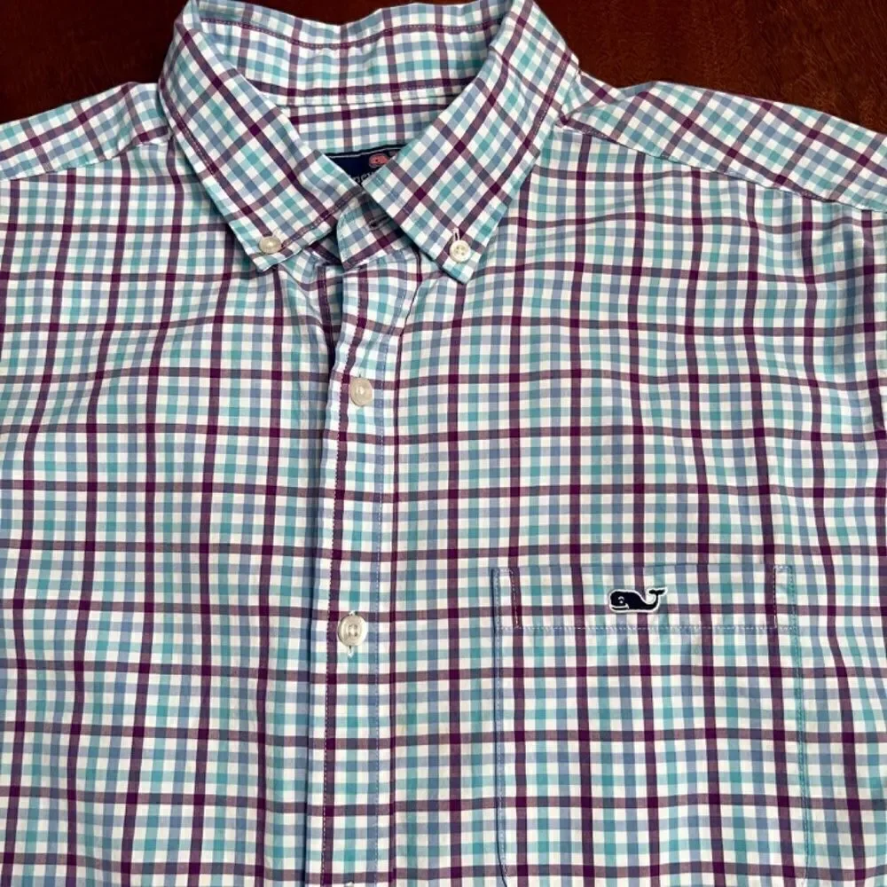 EUC Men's Vineyard Vines Classic Fit Plaid Tucker Shirt Cotton Poplin Sz LARGE